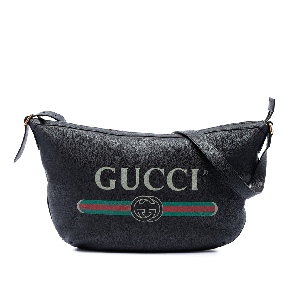 Pre-Loved Gucci Grained Calfskin Logo Half Moon Crossbody